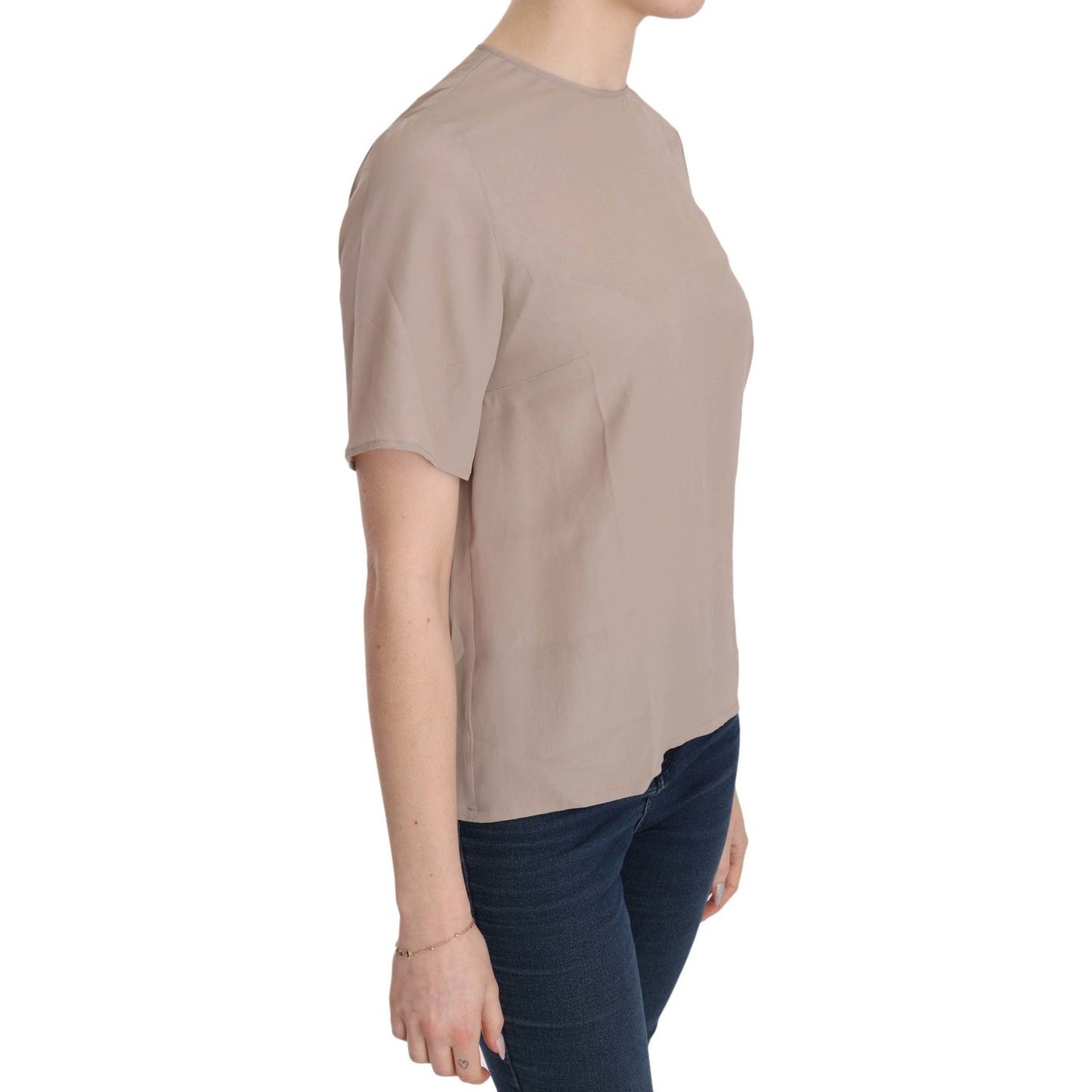 Dolce & Gabbana Beige Crew Neck Short Sleeve Blouse TSH3651-40