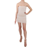 John Richmond Beige Beaded Silk Short Mini Gown Dress DR1689-38