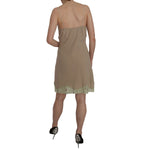 PINK MEMORIES Beige Lace Spaghetti Strap Mini Cotton Dress TSH3477-44