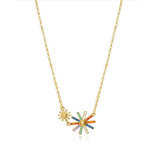 Gold necklace with colorful starburst pendants, featuring VICEROY JEWELS Mod. 13042C100-39 design for ladies, elegant and stylish fashion.