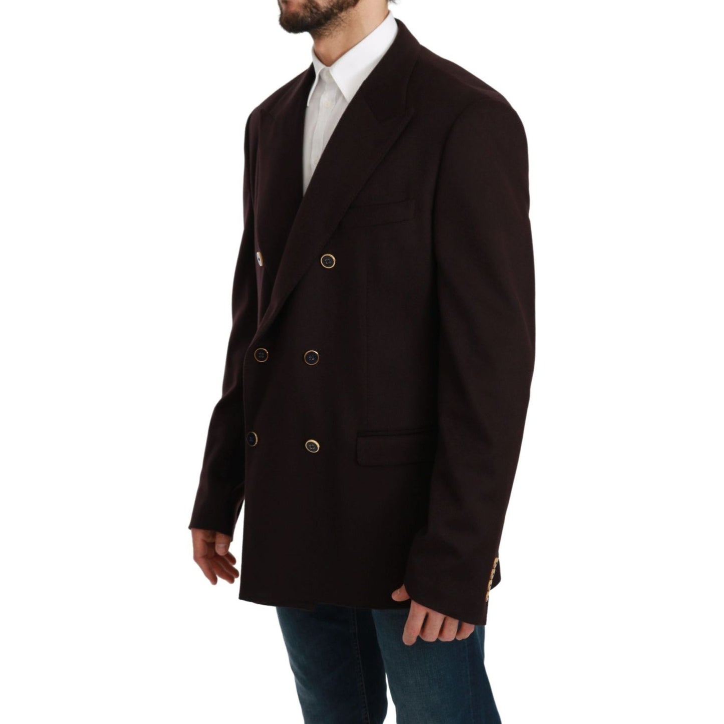 Dolce & Gabbana Bordeaux Cashmere Coat TAORMINA Blazer KOS1722-56