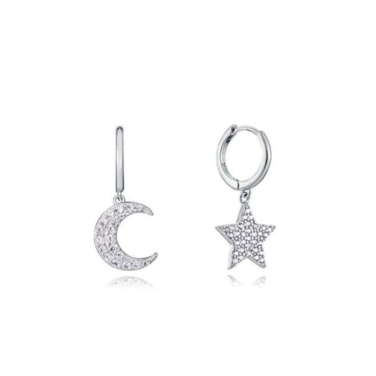 VICEROY JEWELS Mod. 13104E000-30 Silver 925° earrings with star and moon design, quartz analog, for ladies, 5 ATM water resistant.