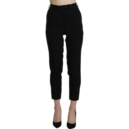 BENCIVENGA Black High Waist Skinny Cropped Dress Trouser Pant Jeans & Pants