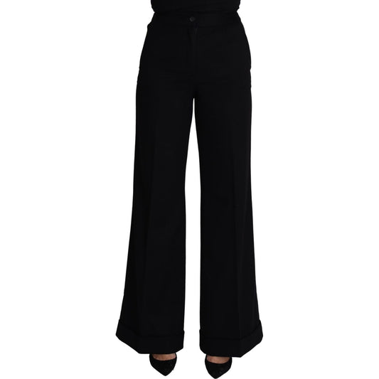 Dolce & Gabbana Black Cashmere Wide Leg Women Trouser Pants Jeans & Pants