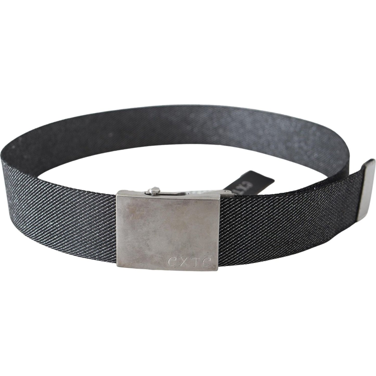 Exte Black Silver Metal Brushed Buckle Waist Belt BEL8071-100
