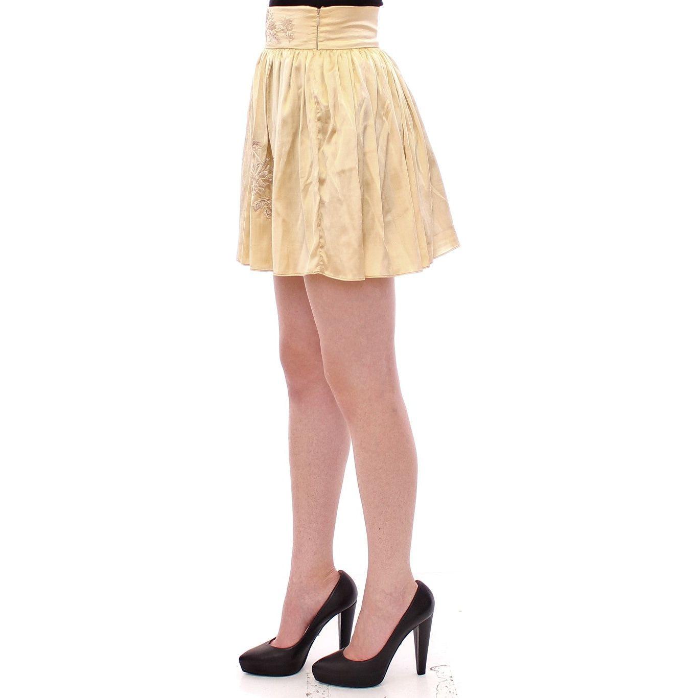 Andrea Incontri Beige Floral Embroidery Mini Skirt GSS10717-1