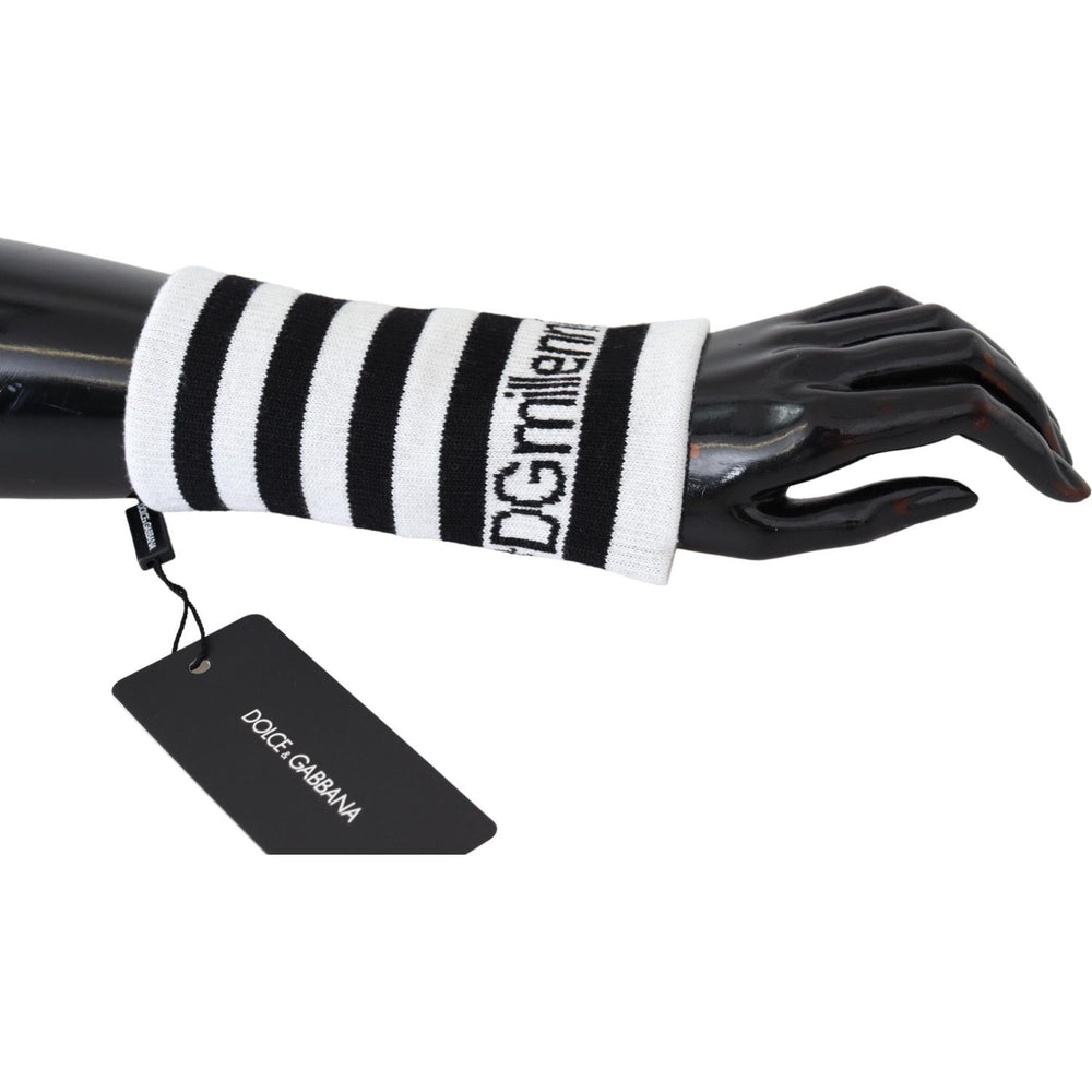 Dolce & Gabbana Black White Wool DGMillennials Wristband Wrap