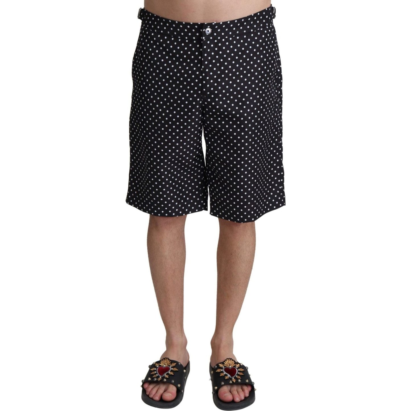 Dolce & Gabbana Black Polka Dots Beachwear Shorts Swimwear BIK1095-IT4