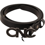 Costume National Black Leather Letter Logo Buckle Belt BEL61011 -85