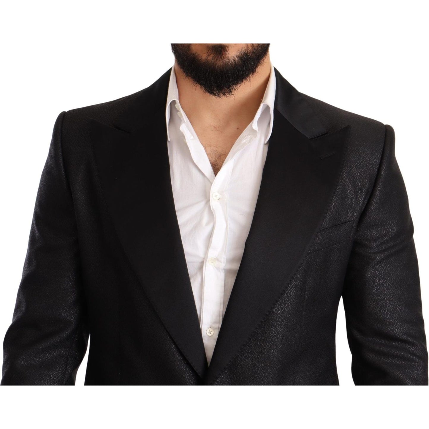 Dolce & Gabbana Black Metallic Slim Jacket Tuxedo Blazer JKT2827-50