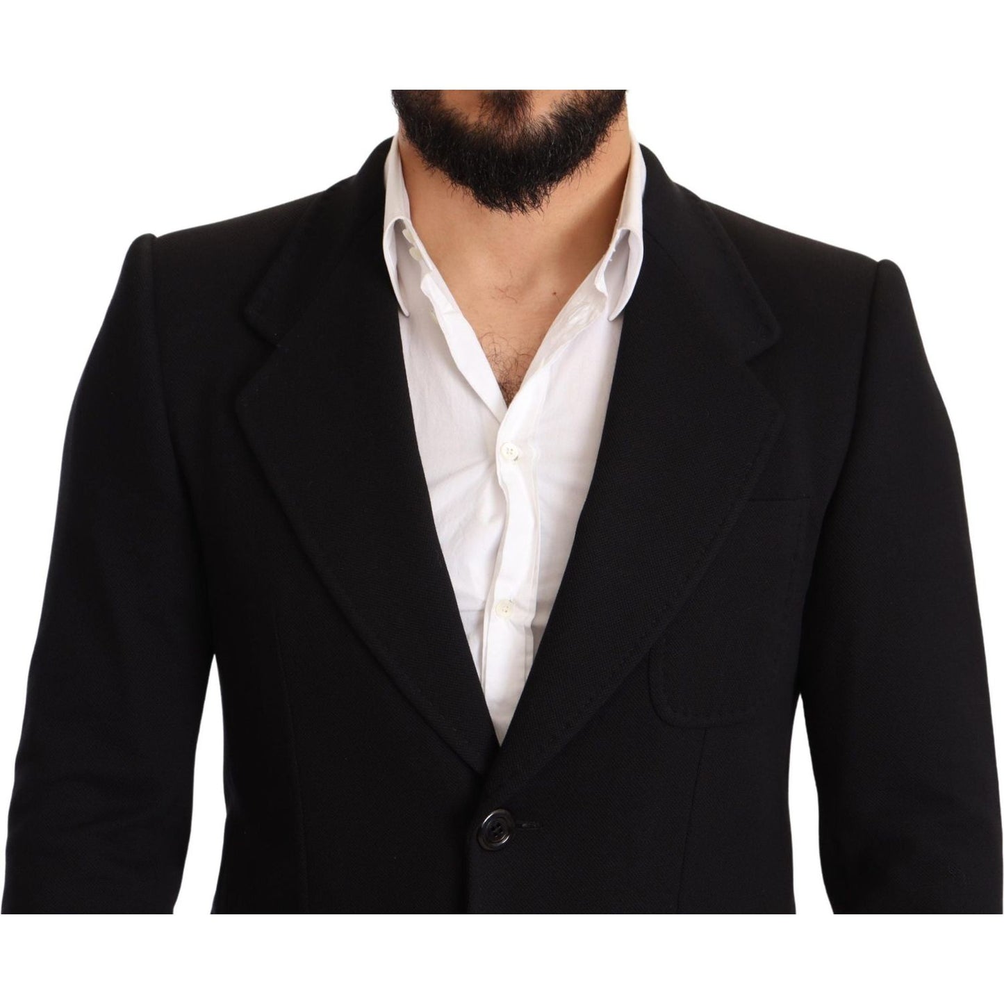 Dolce & Gabbana Black Cotton Slim Fit Coat Jacket Blazer JKT2852-48