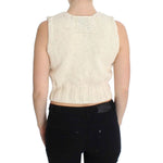 PINK MEMORIES Beige Cotton Blend Knitted Sleeveless Sweater SIG30253-1