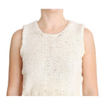PINK MEMORIES Beige Cotton Blend Knitted Sleeveless Sweater SIG30253-1