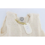 PINK MEMORIES Beige Cotton Blend Knitted Sleeveless Sweater SIG30253-1