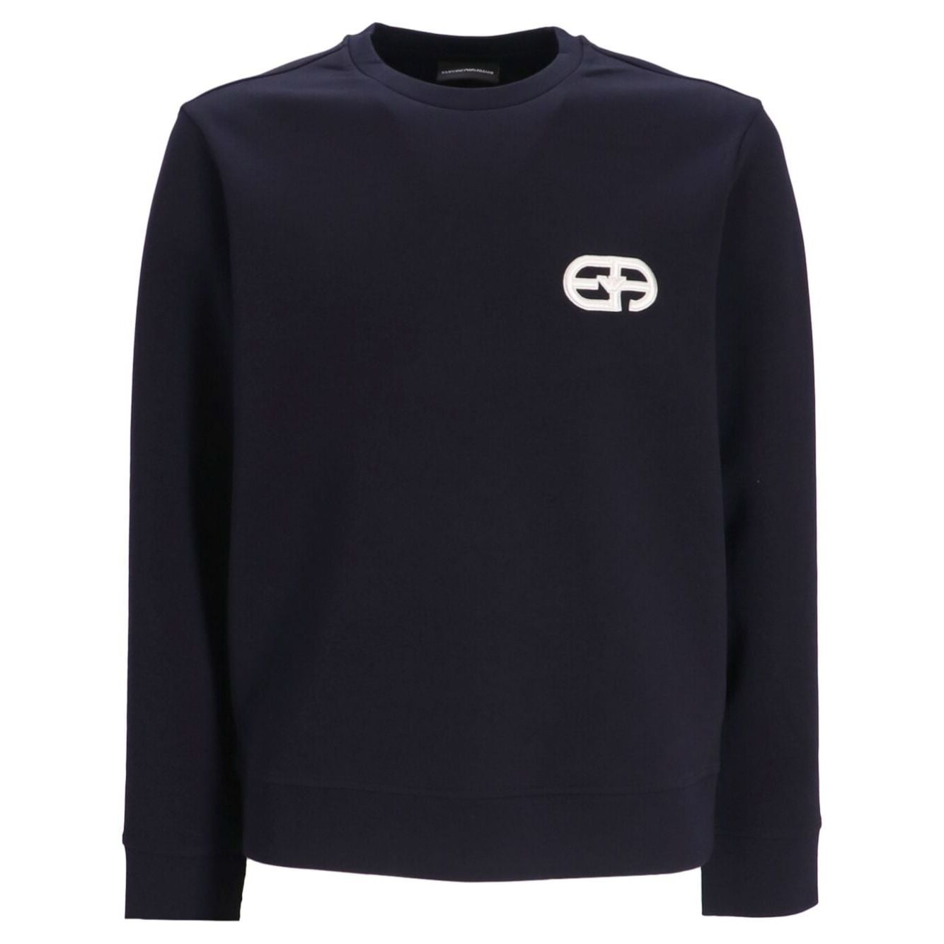 Emporio Armani Double-jersey sweatshirt with embossed embroidered EA logo Topwear