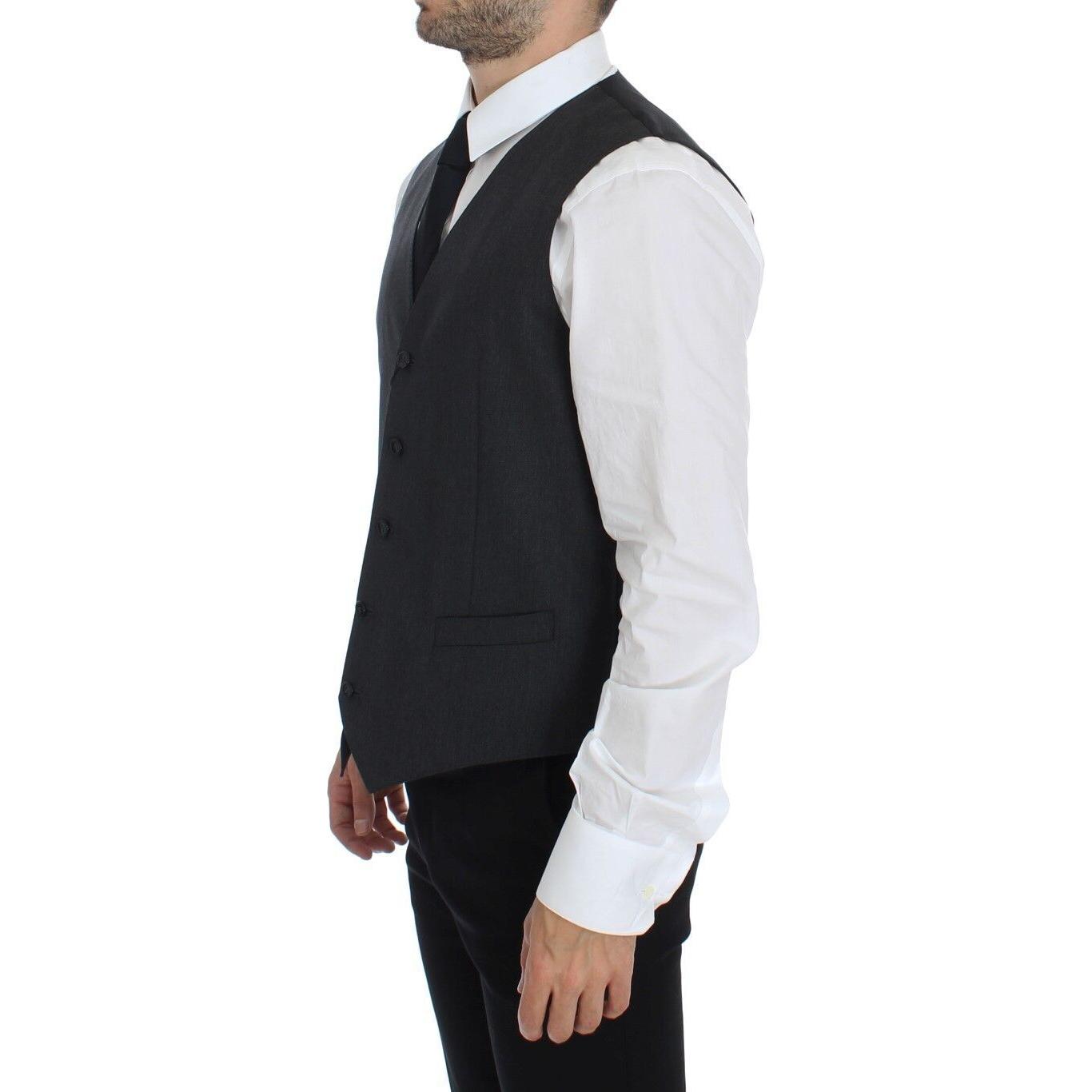 Dolce & Gabbana Gray Wool Formal Dress Vest Gilet Weste GSS12050-1