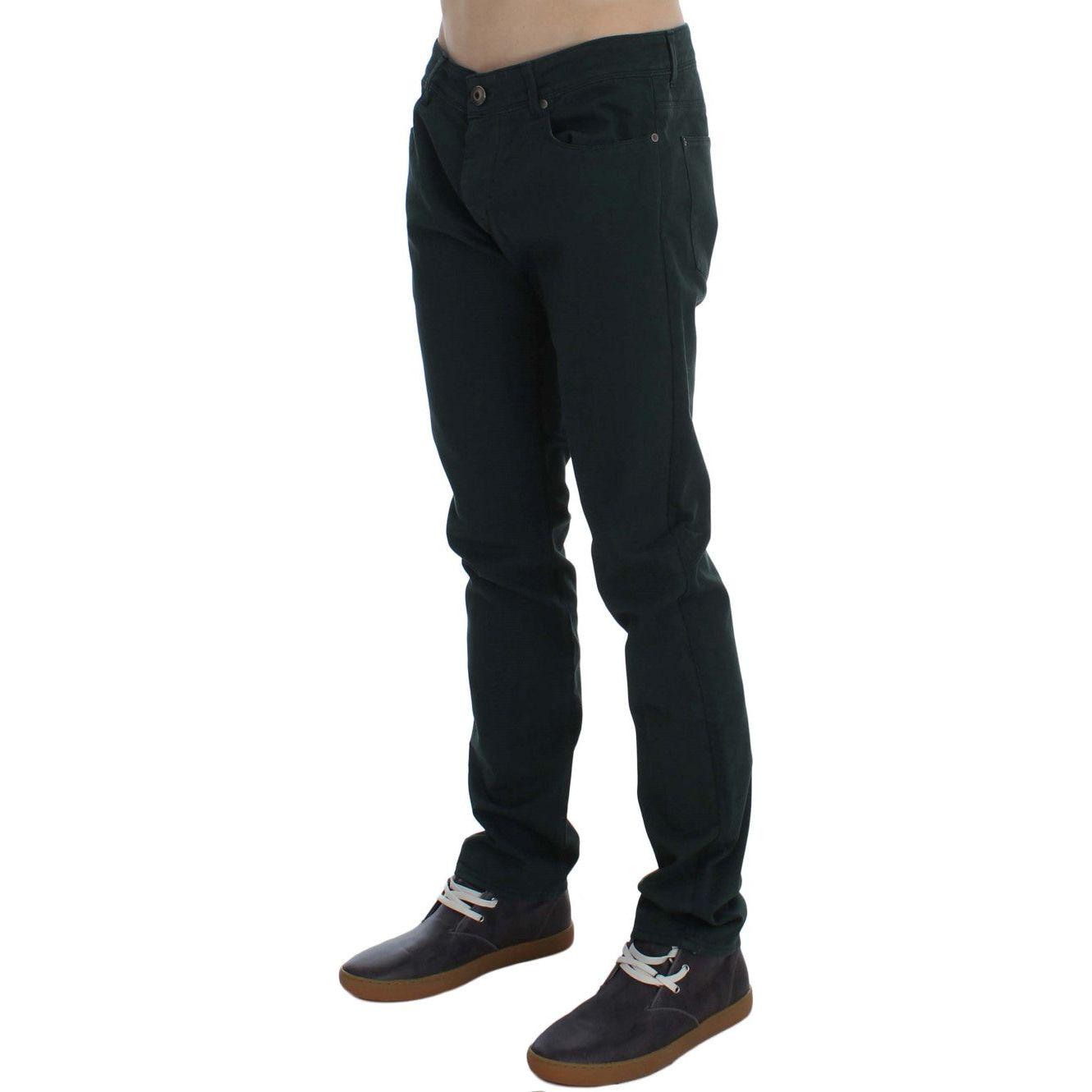 Ermanno Scervino Green Cotton Denim Stretch Straight Fit Jeans SIG30566-1