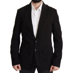 Dolce & Gabbana Black Wool Single Breasted Coat Blazer JKT3389- 50
