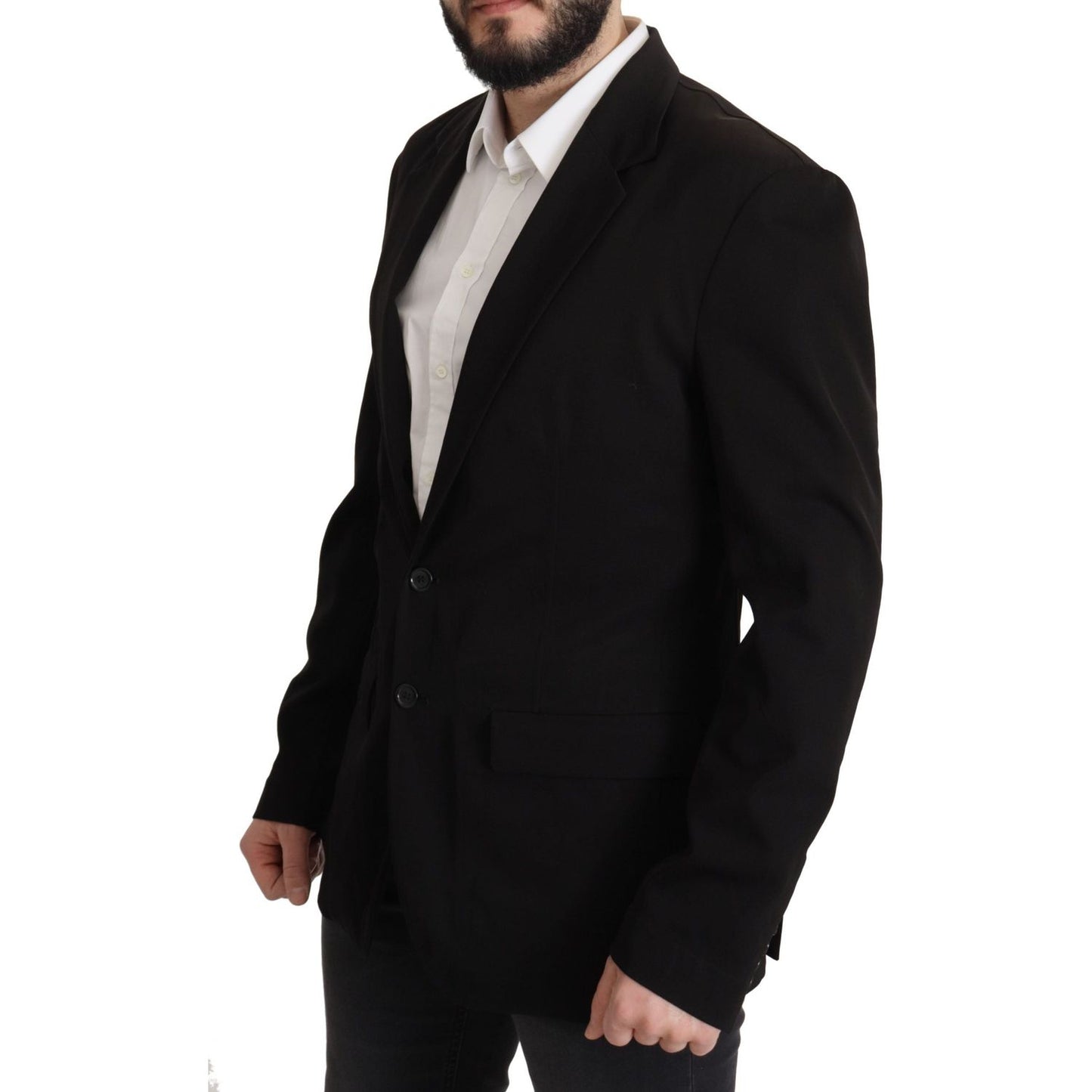 Dolce & Gabbana Black Wool Single Breasted Coat Blazer JKT3389- 50