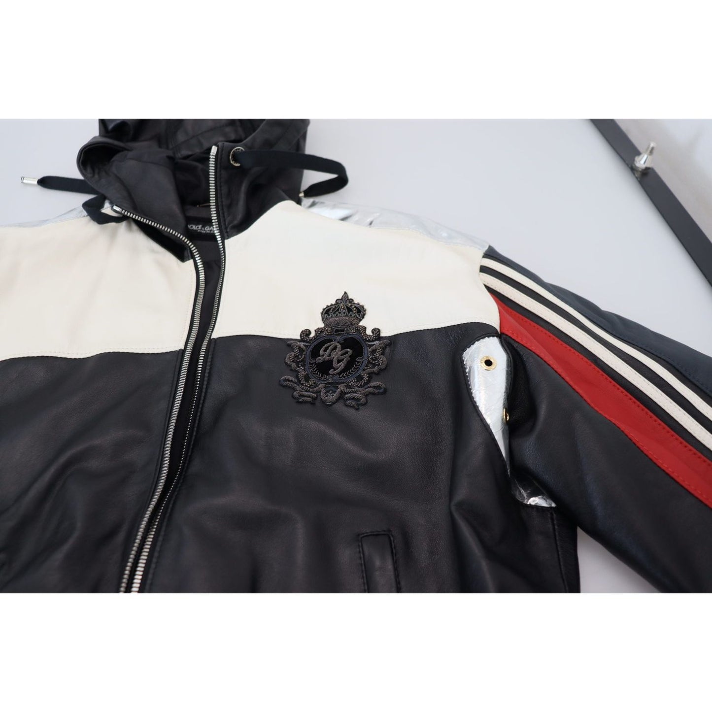 Dolce & Gabbana Black Leather Hooded Blouson Coat Jacket JKT3338- 46