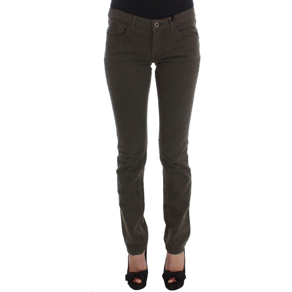 Costume National Chic Slim Fit Green Cotton Jeans Costume National Dark Slate Gray