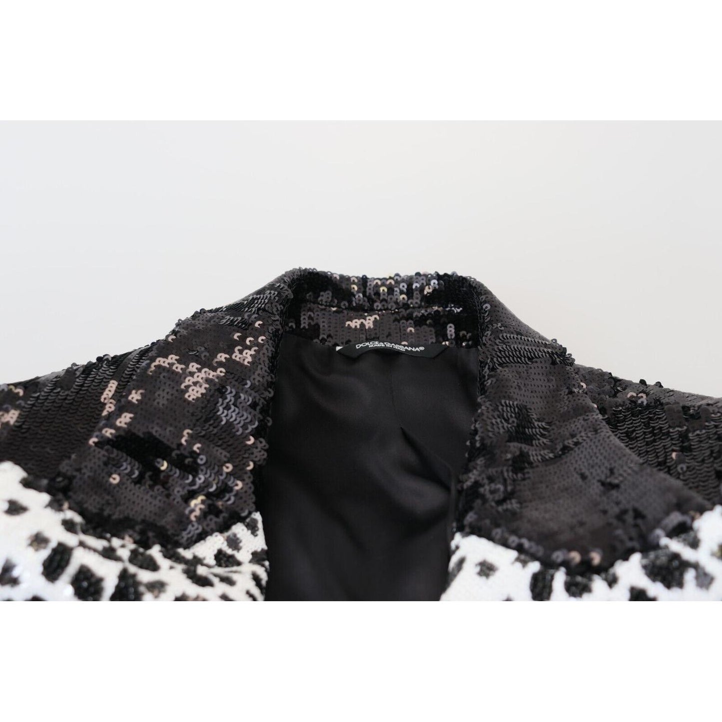 Dolce & Gabbana Black Sequined Cow Pattern Nylon Blazer JKT3432 - 48