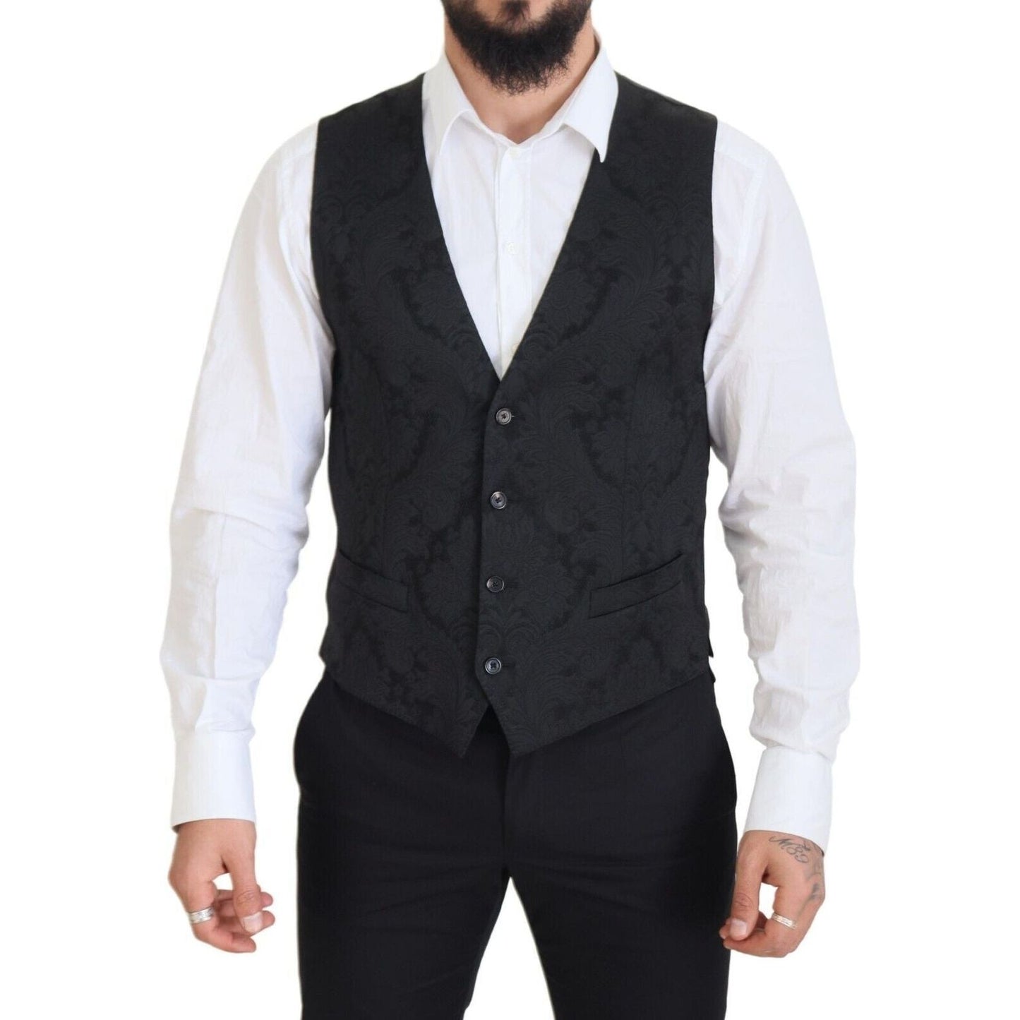 Dolce & Gabbana Black Floral Brocade 2 Piece MARTINI Suit JKT3460 - 50