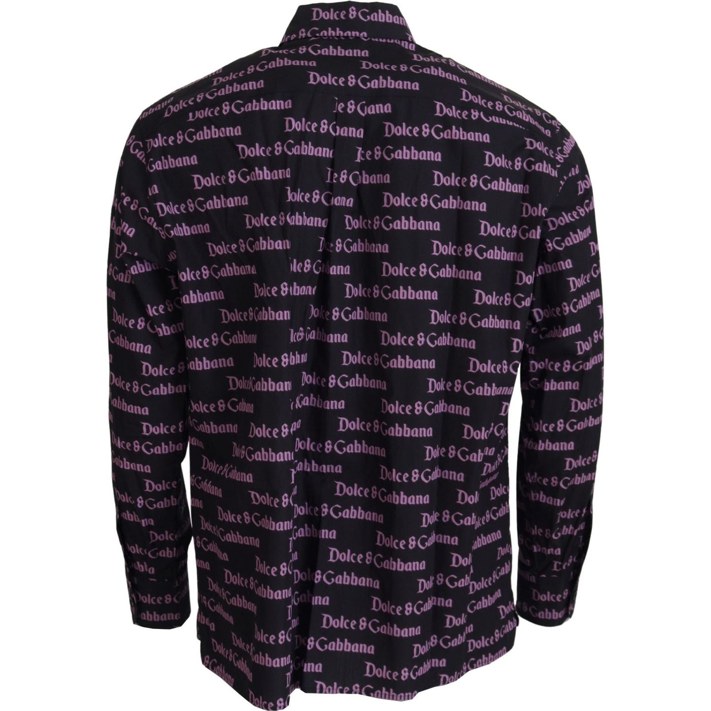 Dolce & Gabbana Black Purple Logo Slim Dress Formal Shirt TSH83560- 39