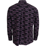 Dolce & Gabbana Black Purple Logo Slim Dress Formal Shirt TSH83560- 39