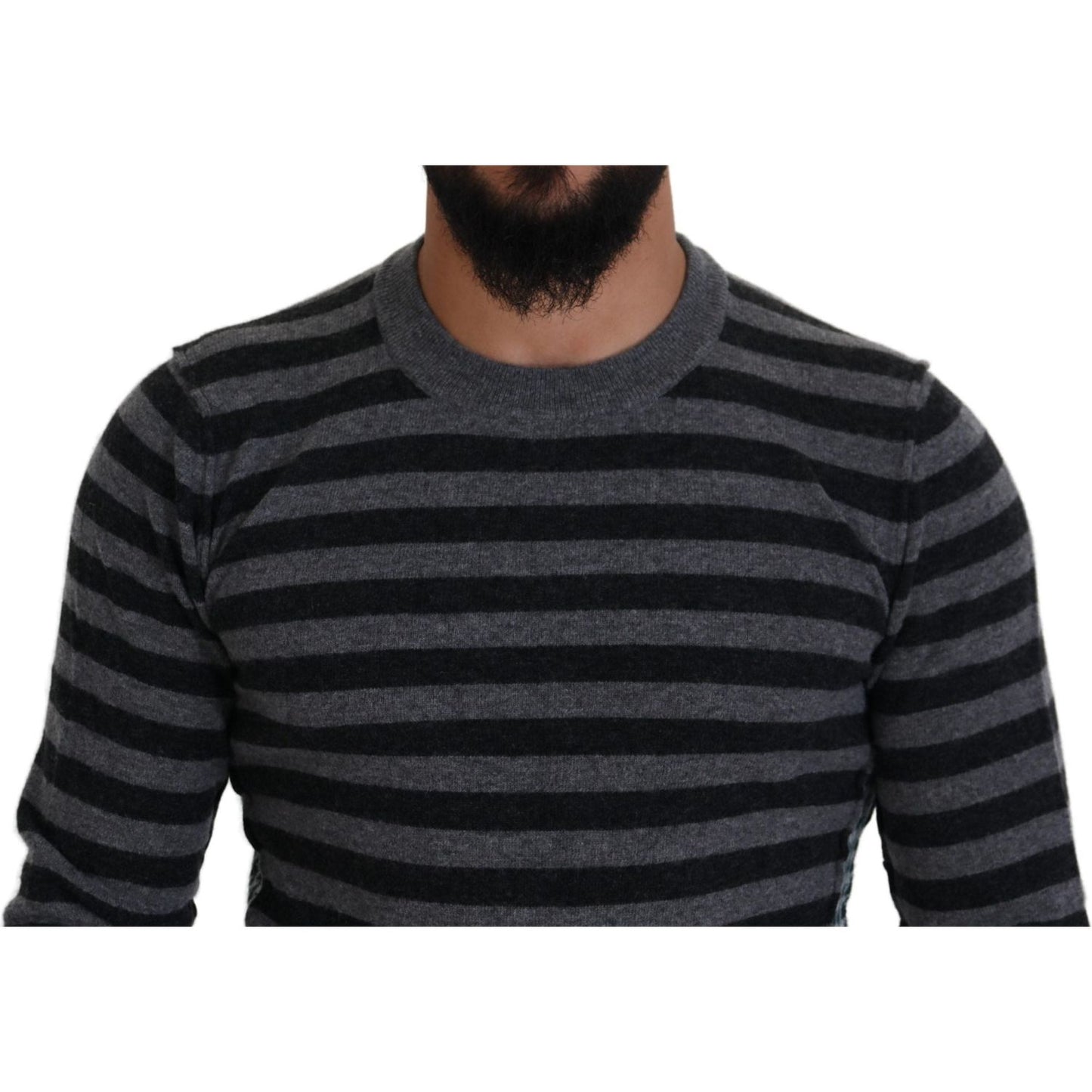 Dolce & Gabbana Black Gray Wool Logo Pullover Sweater TSH83624- 44
