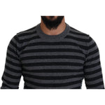 Dolce & Gabbana Black Gray Wool Logo Pullover Sweater TSH83624- 44