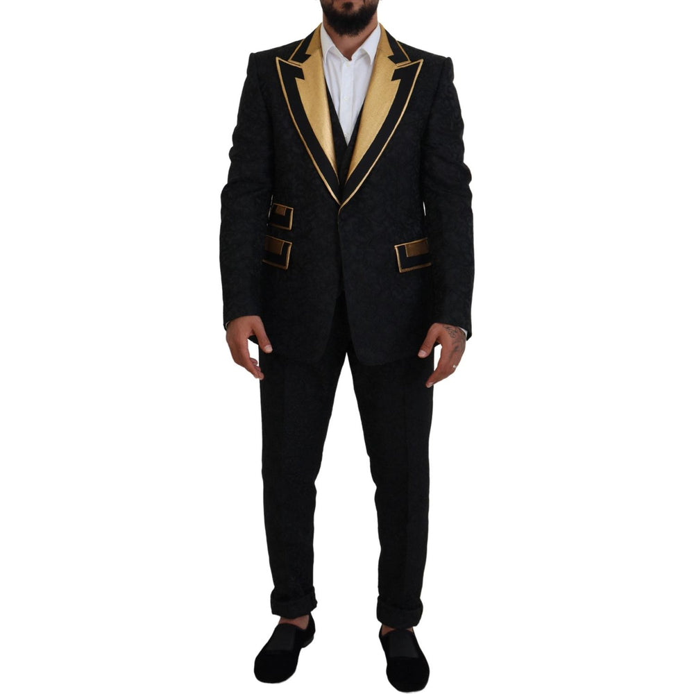 Dolce & Gabbana Black Gold Fantasy Tuxedo Slim Fit Suit KOS2110- 46