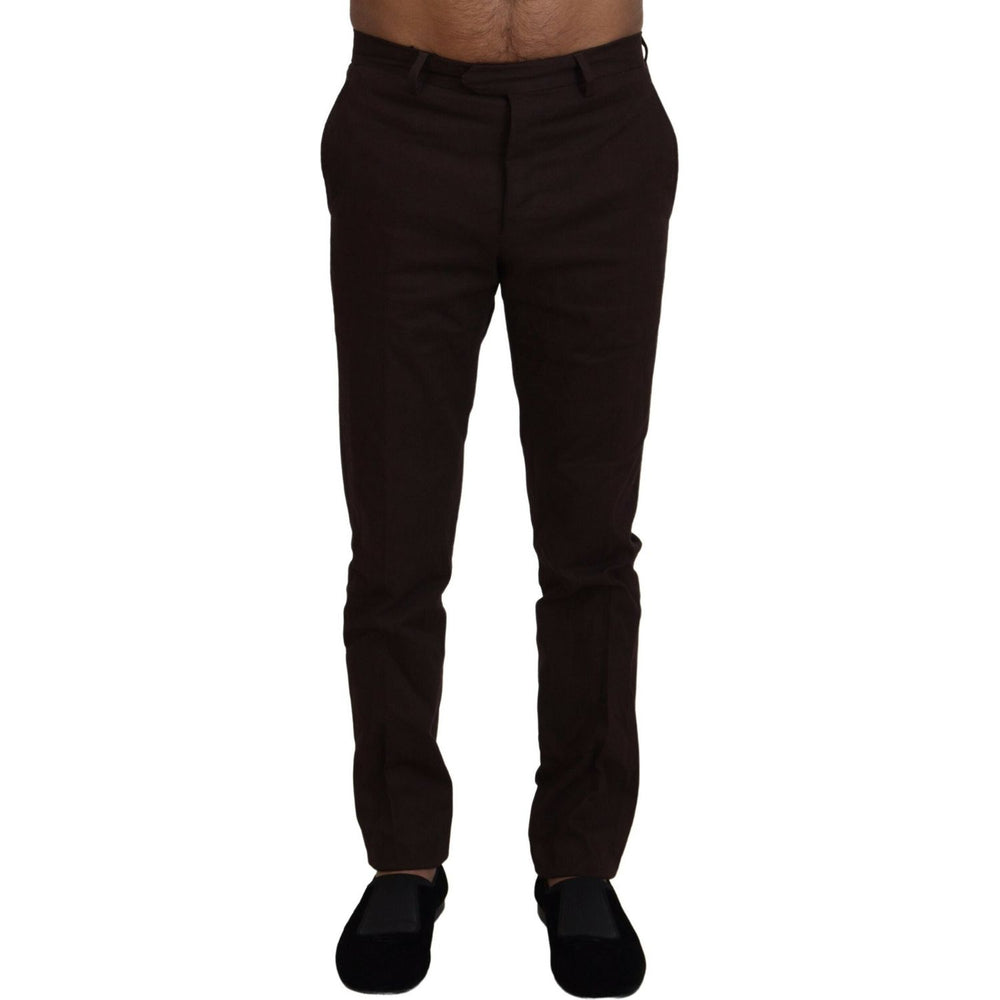 BENCIVENGA Brown Cotton Tapered Formal Men Pants PAN71363 - 48