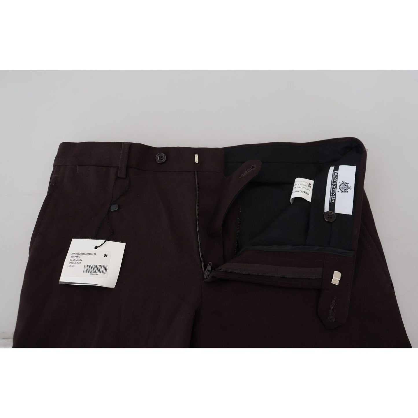 BENCIVENGA Brown Cotton Tapered Formal Men Pants PAN71363 - 48