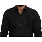 Dolce & Gabbana Black Roses Slim Fit Cotton Shirt TSH83808 -38