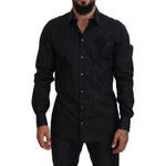 Dolce & Gabbana Black Roses Slim Fit Cotton Shirt TSH83808 -38