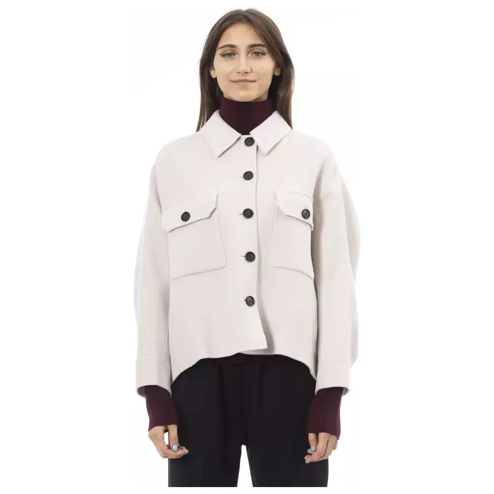 Alpha Studio Elegant White Wool Blazer Jacket ALST-23539-IT40|S-FBB-82