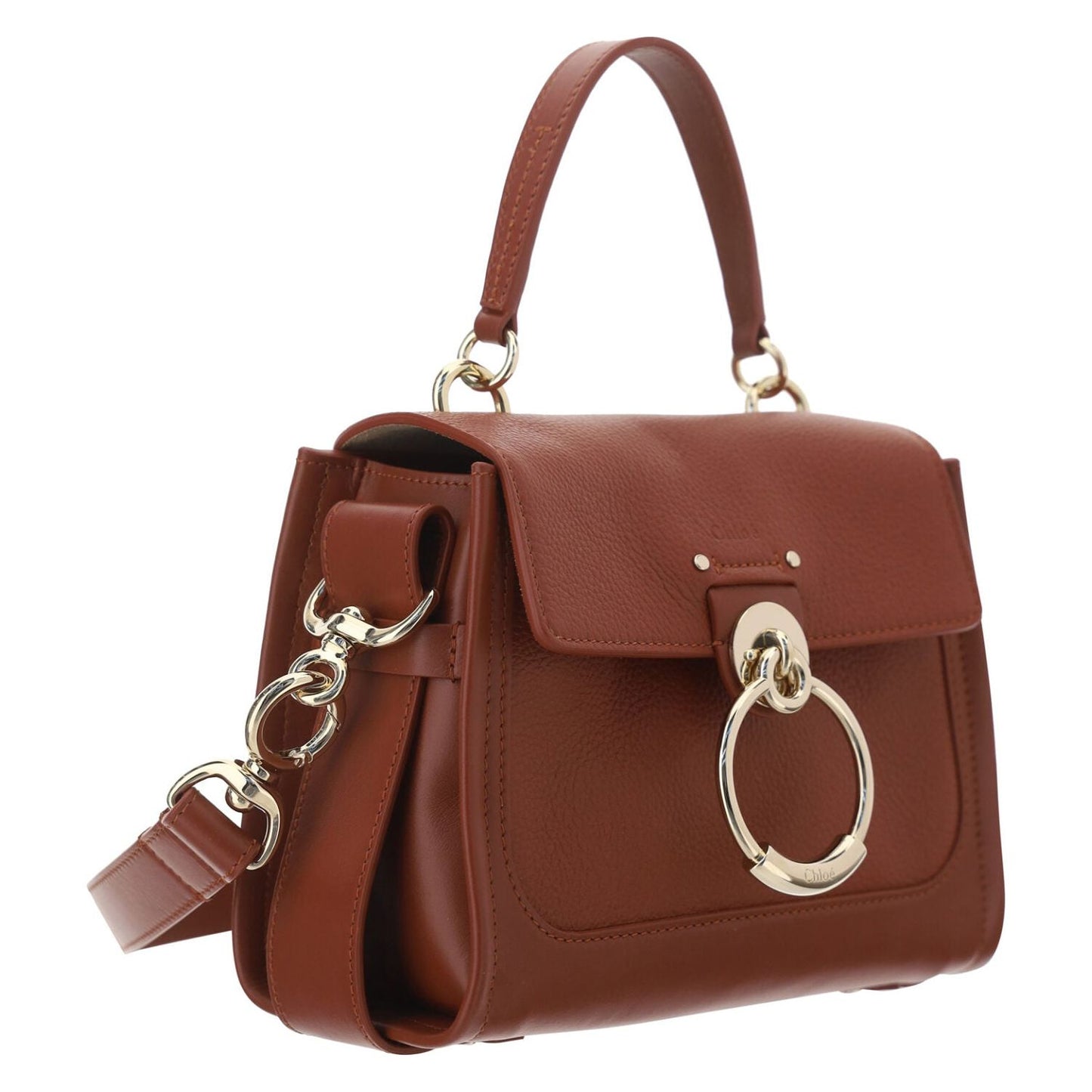 Chloé Elegant Sepia Brown Calfskin Shoulder Handbag 7613386128812