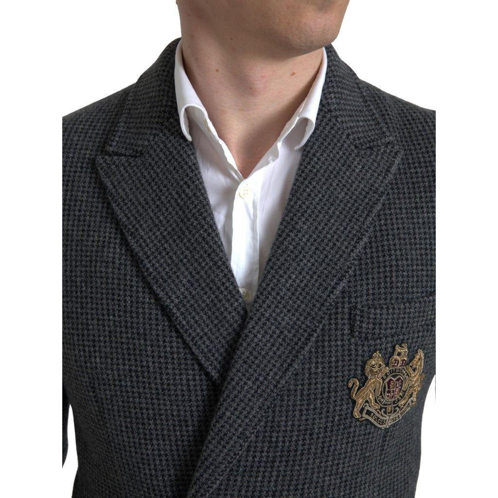 Dolce & Gabbana Gray Logo Embroidery Double Breasted Blazer JKT3681-48
