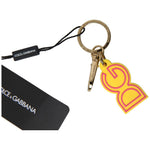 Dolce & Gabbana Yellow Rubber DG Logo Gold Brass Metal Keyring Keychain SMY101195