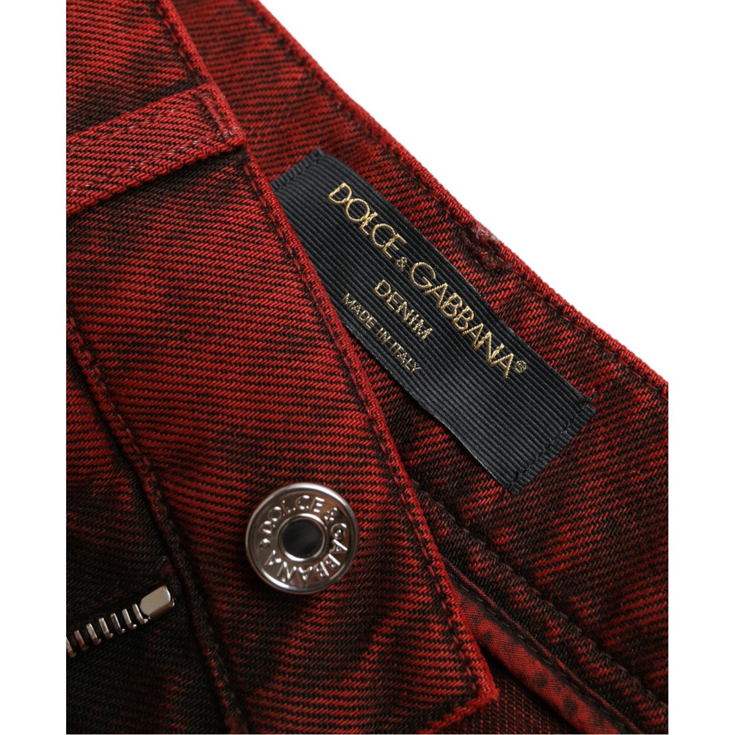 Dolce & Gabbana Red Stretch High Waist Denim Hot Pants Shorts