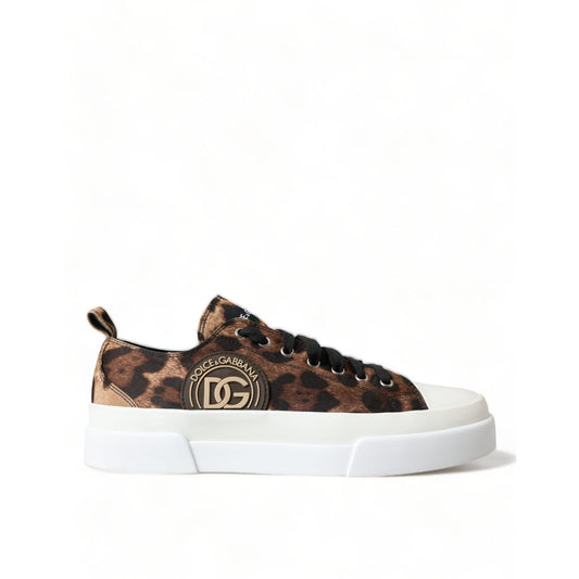 Dolce & Gabbana Brown Leopard Canvas Sneakers Shoes