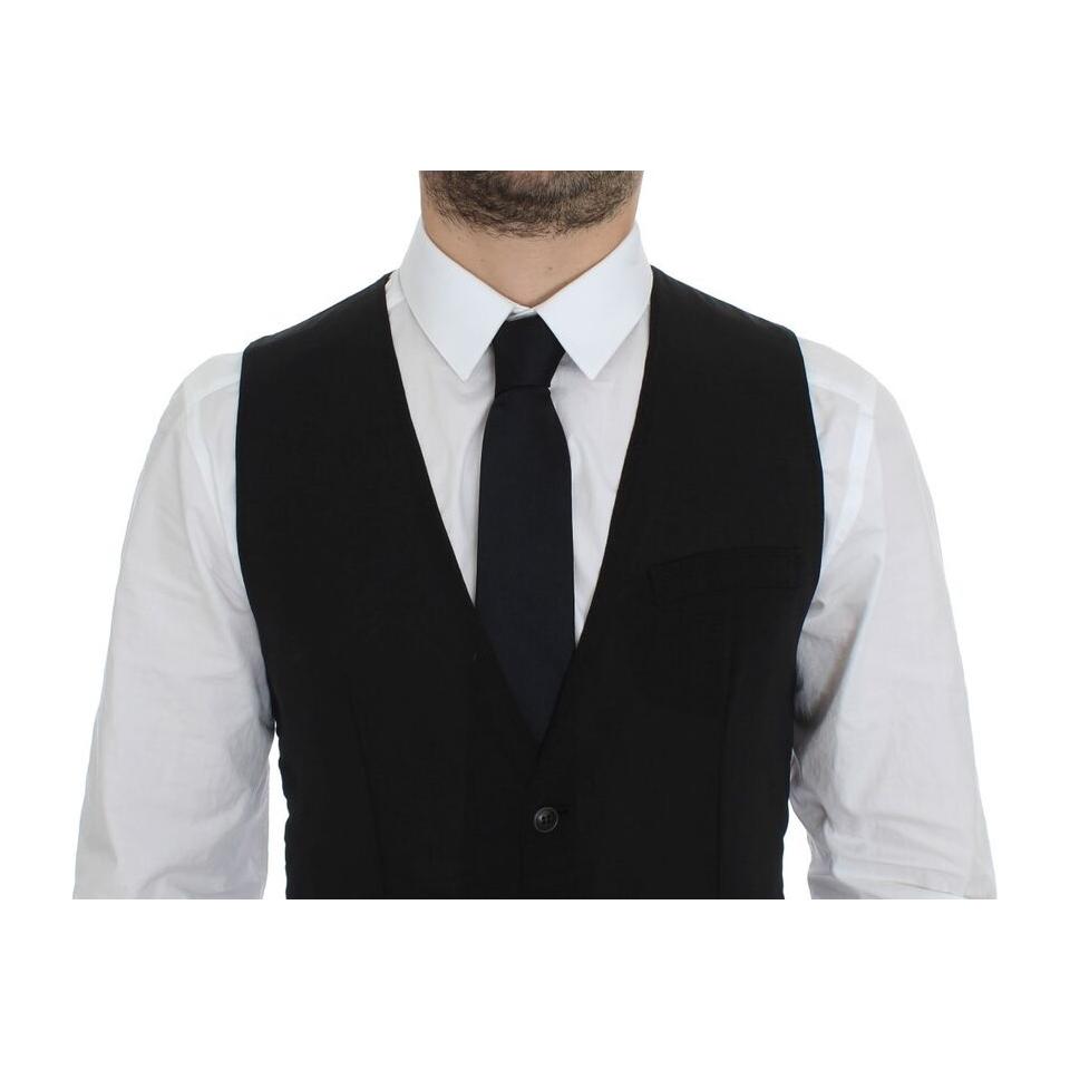 Dolce & Gabbana Black Wool Formal Dress Vest Gilet Jacket VES10037-1
