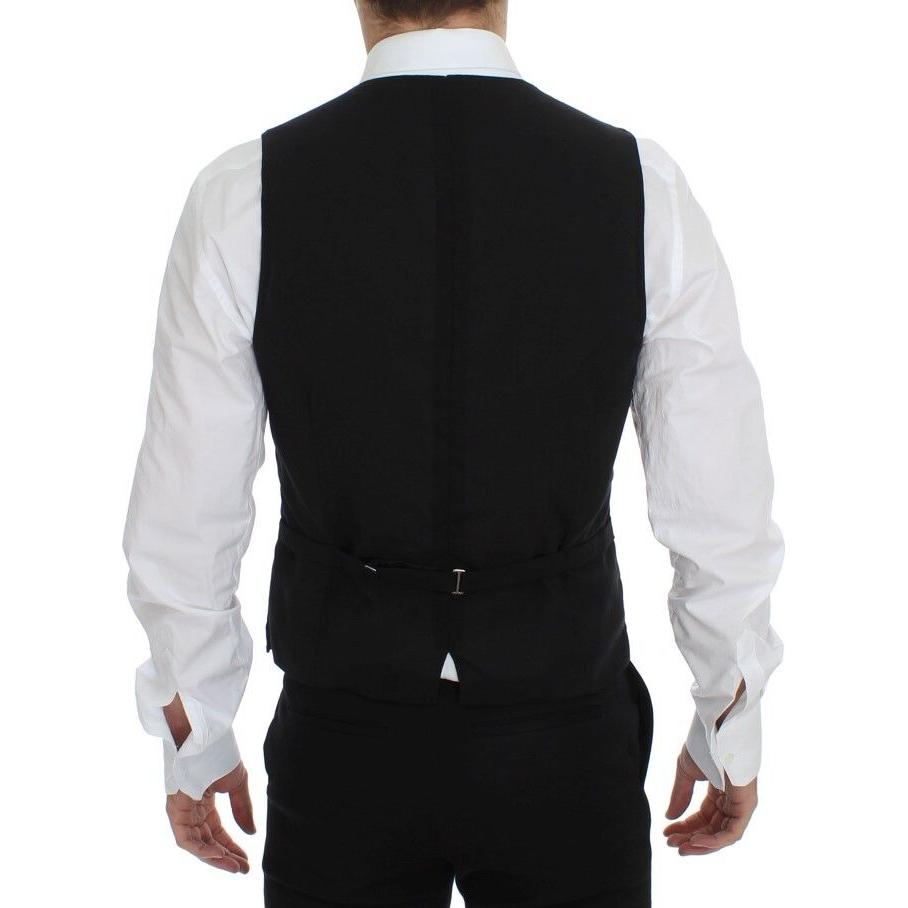 Dolce & Gabbana Black Wool Formal Dress Vest Gilet Jacket VES10037-1