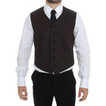 Dolce & Gabbana Brown Cotton Blend Dress Vest Gilet VES10055-1
