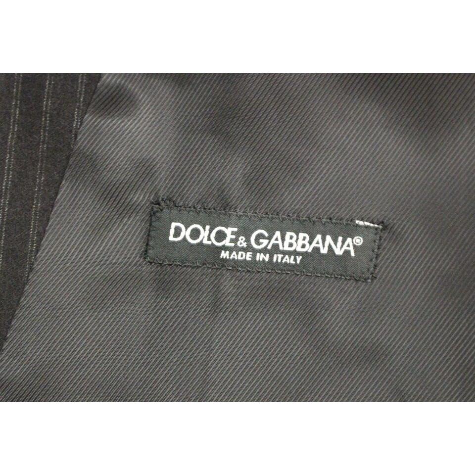 Dolce & Gabbana Black Striped Wool Single Breasted Vest GSS12010-1