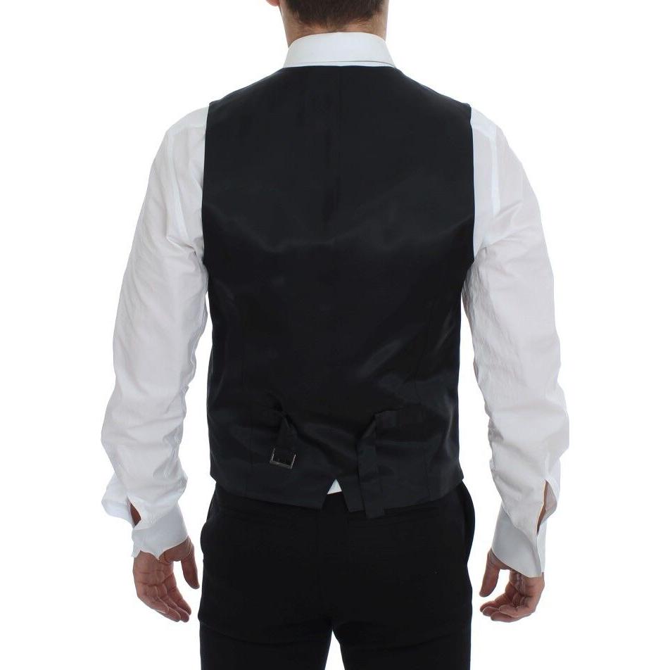 Dolce & Gabbana Black Striped Wool Single Breasted Vest GSS12010-1