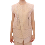 Zeyneptosun Beige brocade sleeveless jacket MOM10089-1