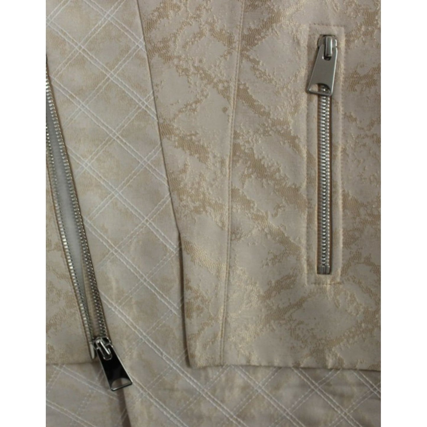 Zeyneptosun Beige brocade sleeveless jacket MOM10089-1