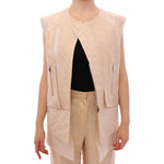 Zeyneptosun Beige brocade sleeveless jacket MOM10089-1